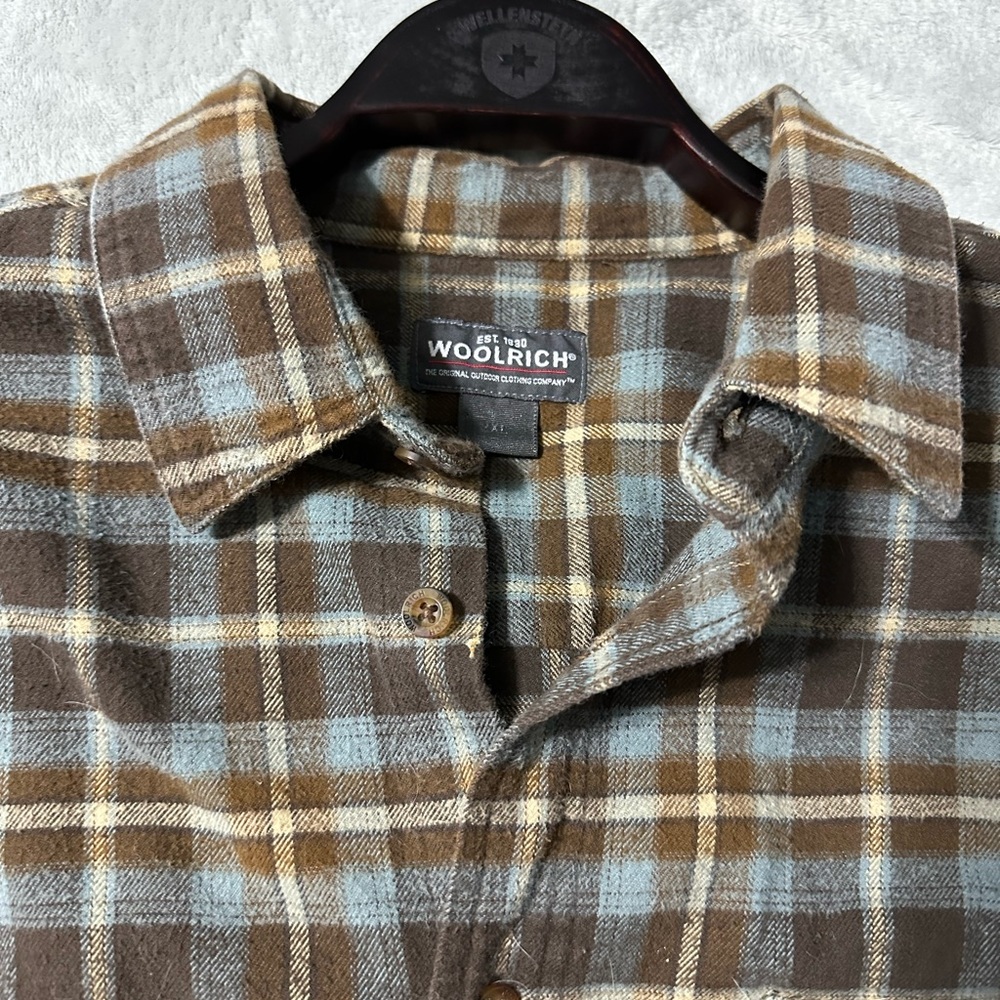 Woolrich Brown and Blue Plaid Shirt
